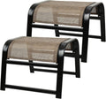 Assembled Patio Footstools for Outdoor 2 Set, Iron Breathable Ottoman for Garden Greige