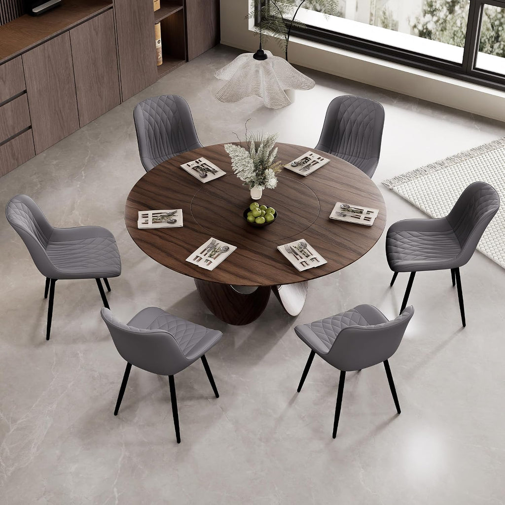 Rowill Dining Chairs Set of 2 Modern Faux Leather Kitchen Chairs with Thickened Metal Frame, Scratch-Resistant Upholstery,Widened Seat & Anti-Slip Pads, Cushioned Backrest for Kitchen,Dusty Blue