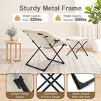 Saucer Chair with Ottoman, Foldable Living Room Chairs, Faux Fur Comfy Reading Chair, Lounge Chair for Bedroom Dorm Small Spaces, Beige