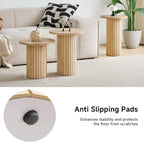 Round Nesting Coffee Table Set of 3 Mid Century Modern Wood Round Coffee Tables with Flexible Small Boho Circle End Table for Space Saving Living Room Comedor Home Office Bedroom(Natural)