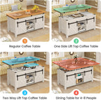 SEDETA Lift Top Coffee Table, 4 in 1 Multi-Function Convertible Coffee Tables with Storage and Hidden Compartment, Farmhouse Coffee Table Converts to Dining Table for Living Room, Brown Top