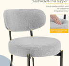 NEWBULIG Dining Chairs Set of 4, Mid Century Modern Dining Room Kitchen Side Chair with Fabric Upholstered Seat, Curved Backrest and Black Metal Legs, Grey