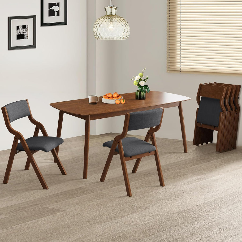 Folding Upholstered Dining Chairs 2-Piece Set,Ready to go. | Upholstered with padded seat and backrest, Solid Wood legs, Modern Side Chair, No Assembly Required,Foldable & Space-Saving