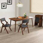 Folding Upholstered Dining Chairs 2-Piece Set,Ready to go. | Upholstered with padded seat and backrest, Solid Wood legs, Modern Side Chair, No Assembly Required,Foldable & Space-Saving