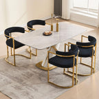 Black Velvet Upholstered Dining Chairs Set of 4, Modern Barrel Dining Chair with Gold Legs, Kitchen Chairs Open Back Accent Chairs Arm Side Chair for Living Dining Room/Vanity