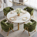 STHOUYN Modern Dining Chairs Set of 4, Upholstered Velvet Dining Room Chairs, Barrel Chairs for Kitchen with Golden Metal Legs, Curved Backrest (Green, 4 PCS)