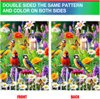 Spring Summer Humming bird House Flag Birds Floral Garden Flags 28x40 Double Sided, Large Yard Flags for Outside Decoration