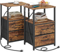 TUTOTAK Nightstands Set of 2, End Table with Charging Station