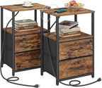 TUTOTAK Nightstands Set of 2, End Table with Charging Station