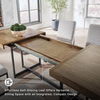 Signature Design by Ashley Tomtyn Casual Self Storing Leaf Dining Extension Table with Trestle Base, Light Brown