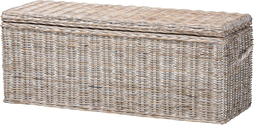 Bali & pari Clarette Whitewashed Rattan Storage Bench