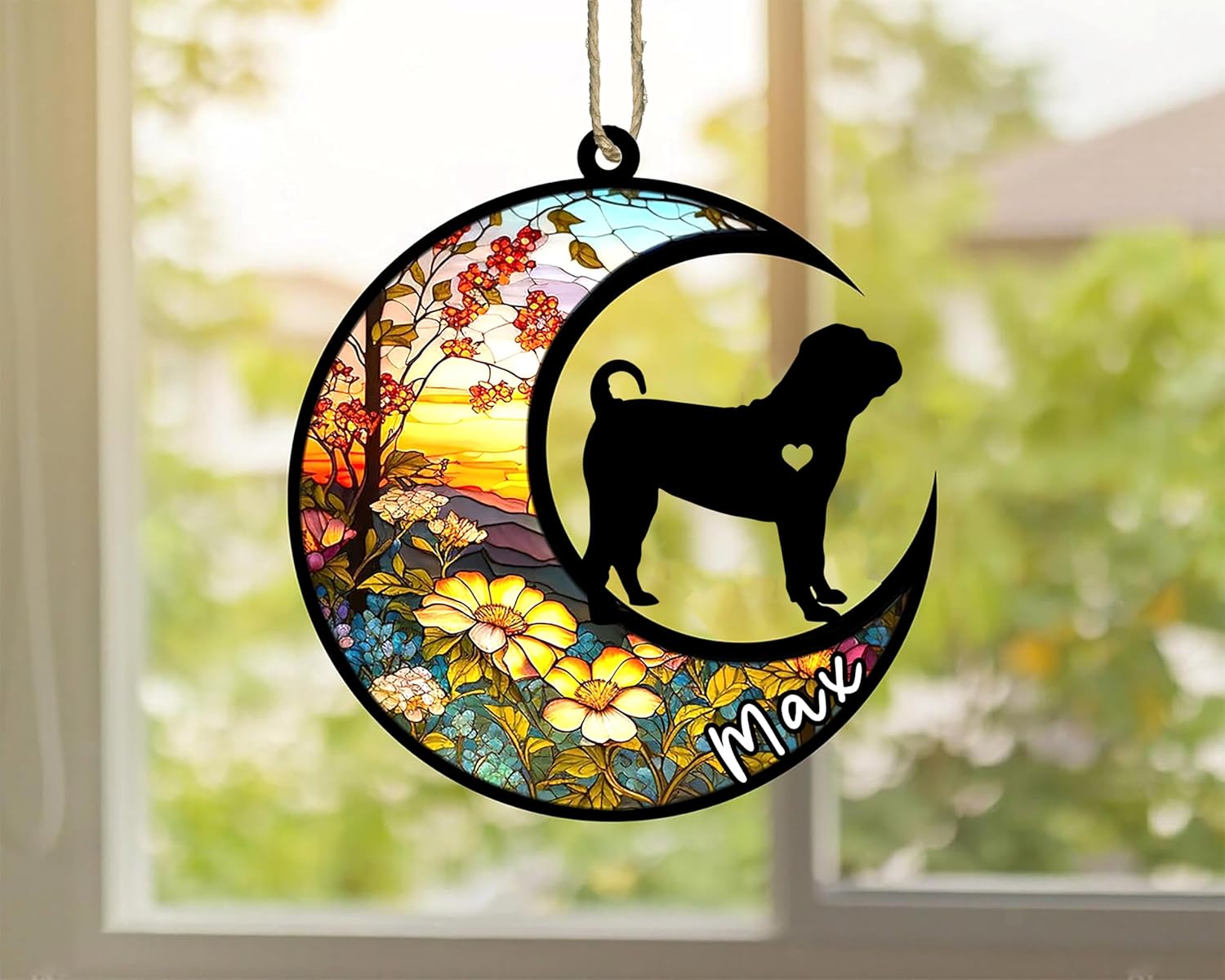 Personalized Dog Memorial, Custom Name Shar Pei Dog Christmas Ornament with Name, Custom Breeds, Pet Loss Light Catcher, Gifts for Lovers Loss of Pet Sympathy on Mothers Day Christmas
