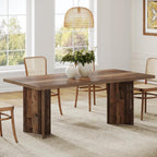 Tribesigns Farmhouse Dining Table for 4 to 6 People, 63-inch Rectangle Wooden Kitchen Table with Large Tabletop and Heavy Duty Legs for Dining Room,Kitchen, Distressed Brown
