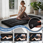 Twin Size Japanese Futon Mattress Foldable Topper Mattress for Floor Tatami Floor Mat Portable Roll-Up Bed for Guest Play mat Sleeping Pad Black B
