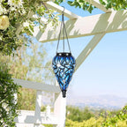 Solar Hanging Lantern Lights, Tear-Drop 15-LED – Cool White Outdoor Lights with S-Hooks