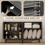 HOMCOM Sideboard Buffet Cabinet with Storage, 55" Fluted Modern Buffet Table Coffee Bar Console Cabinet with 2 Adjustable Shelves, 4 Doors for Dining Room, Living Room, Hallway, Dark Gray