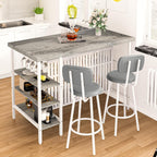 DKLGG 3 Piece Dining Table Set for 2,Kitchen Island with Seating & Storage,Industrial Bar Table and Chairs Set,Space-Saving Pub Table Set for Small Space (Grey)
