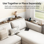 Kitstorack Narrow Sofa Table with Charging Station, 78.8" Behind Couch Table, Adjustable 24.4"-32.7" Height, Modular 2-piece Design for sectionals, entryways, Apartments, and Narrow Living Spaces