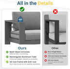 Wisteria Lane Metal Patio Furniture Sofa, All-Weather Outdoor Couch with Upgraded Cushions, Weather-Resistant Heavy Duty Modern Outdoor 2 Seats Sofa for Garden, Balcony, Deck, Backyard, Dark Grey