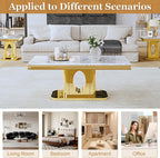 Luxury Square End Table, 23" White Faux Marble Top and Gold Mirror Stainless Steel Base, Modern Side Table for Living Room, Bedroom or Office