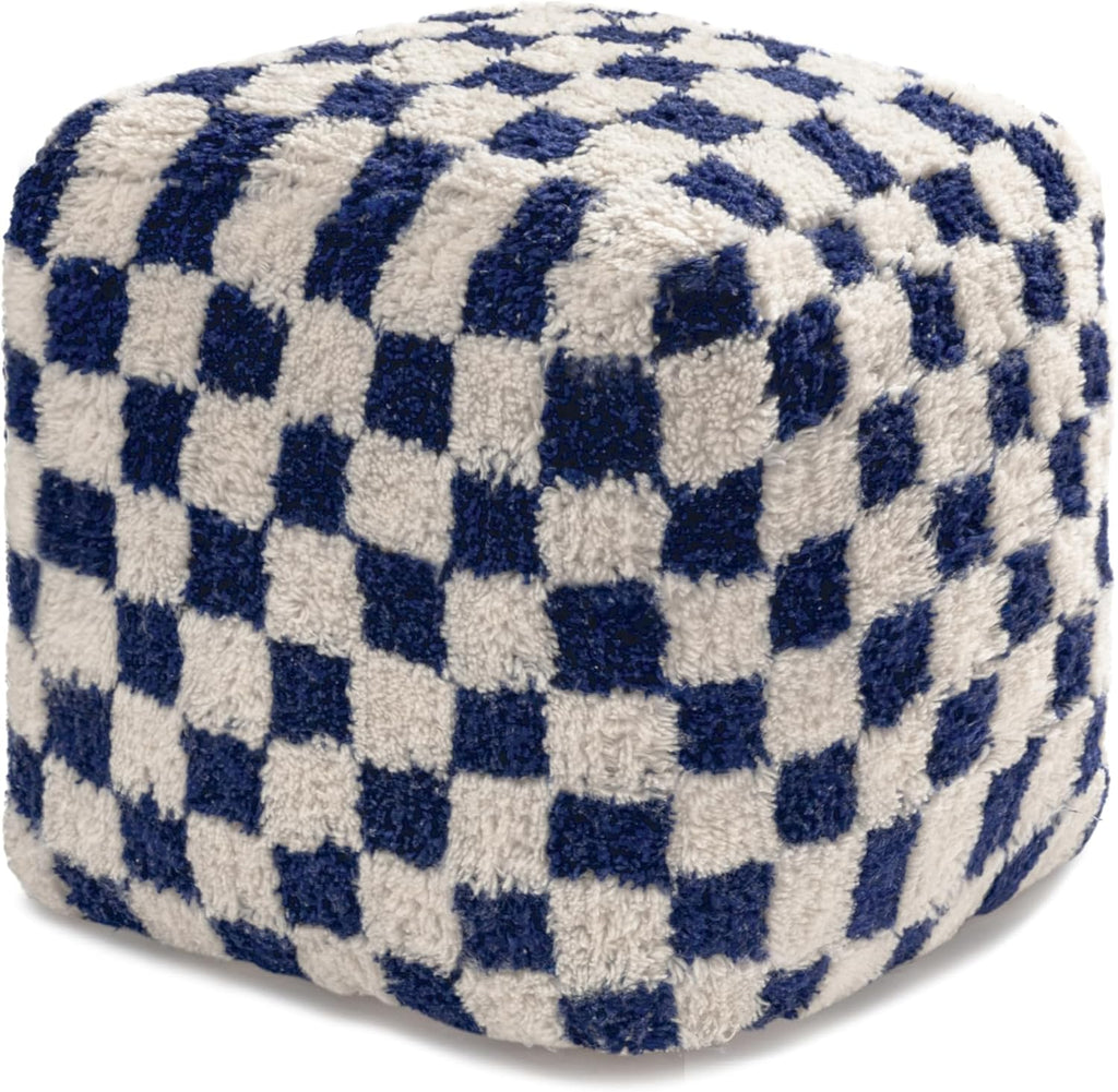 Anji Mountain Artisan Crafted Cotton Blend Pouf Ottoman | Versatile Floor Seating & Footstool for Living Room | Modern Boho Home Décor Accent | Filled Pouffe | Soft & Fluffy Ottoman Pouf, Lightweight, Decorative Floor Pouf Seating for Bedroom & Home