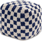 Anji Mountain Artisan Crafted Cotton Blend Pouf Ottoman | Versatile Floor Seating & Footstool for Living Room | Modern Boho Home Décor Accent | Filled Pouffe | Soft & Fluffy Ottoman Pouf, Lightweight, Decorative Floor Pouf Seating for Bedroom & Home