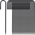 12 Inch Heavy Duty Rebar Stakes, 20-Pack Galvanized Steel J Hook Tent Stakes for Outdoor Decorations, Inflatables, Fencing, Gardening, Gazebo and Swing Set Anchors