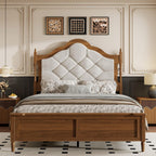 Queen Size Bed Frame with 51" Tall Wingback Headboard, Fabric Upholstered Wooden Platform Bed Frame, No Box Spring Needed, Solid Wood Legs