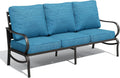 PHI VILLA Metal Patio Sofa with 5.75" Extra-Thick Waterproof Cushion, 3 Seater Deep Seat & High Back Outdoor Couch, All Weather Porch Furniture for Deck Backyard Front Porch Apartment,Peacock Blue