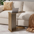 C-Shaped End Table for Couch, Small Side Table, Bedside Table for Sofa, Wooden Nightstand for Living Room Bedroom Laptop Work Desk, Easy Assembly, Rustic Brown, 23.6" D x 11.8" W x 23.6" H