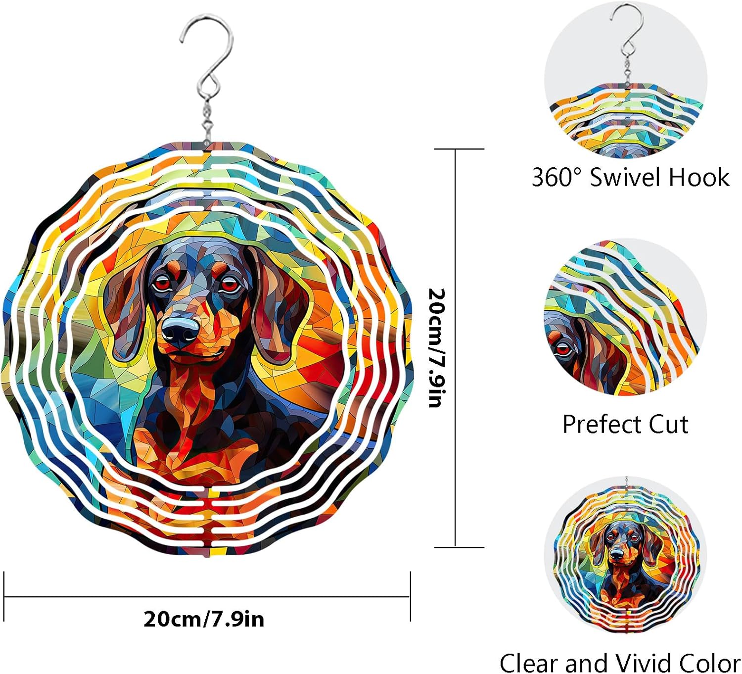 Dachshund Dog Wind Spinners Outdoor Dog Memorial Gifts, 3D Metal Kinetic Hanging Garden Wind Spinner, Spinner Decor, Wind Sculptures for Outdoor & Indoor, Window, Yard Decor (Dachshund 1)