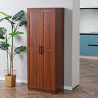 63" 2-Door Kitchen Pantry, Freestanding Storage Cabinet with 5-Tier Shelving and 2 Adjustable Shelves for Dining Room, Brown