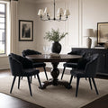 Hyfirm Velvet Dining Chairs Set of 4, Upholstered Modern Kitchen Dining Chairs with Petal Back & Fabric Covered Wooden Legs, Comfy Accent Armchairs for Bedroom/Kitchen/Vanity, Black
