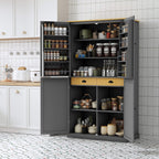 Litex 40.2" Wide Kitchen Pantry Cabinet, 71.3" Tall Freestanding Storage Cabinet with 2 Drawers, Adjustable Shelves & 8 Door Shelves, Large Farmhouse Kitchen Cupboard for Kitchen Dining Room (Gray)