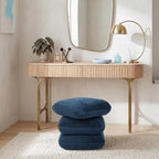 Get Set Style Ottoman, 360° Swivel Vanity Chair, Modern Geometric Ottoman, Foot Stool, Accent Vanity Stool, Lounge Footrest for Small Space, Living Room, Bedroom, or Entryway (Midnight Blue)