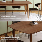 62.9" Solid Wood Dining Table for 4-6, Mid-Century Modern Rectangular Kitchen Table with Tapered Legs, Sturdy Structure for Dining Room Apartment,Walnut