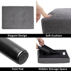 CAROLMADE Ottoman Foot Rest, Linen Small Ottoman Foot Stool with Legs Modern Footstool Ottomans for Living Room Entryway Office, Grey