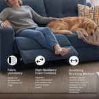 Signature Design by Ashley Danum Modern Manual Pull Tab Reclining Sofa with Tufed Back Cushion, Blue
