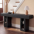 71" Entryway Console Table with Outlets & Storage-Black | 5.9" Thick Top,Zero Wobble,Behind Large Couch,Extra Long,Anti-Tip,Modern Farmhouse,Dense MDF,Living Room,Hallway,300lbs Load