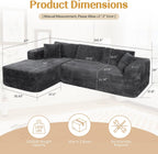 JAMFLY 103" Modular Sectional Sofa for Small Spaces, No Assembly, Black | Pet-Friendly Corduroy, High Back Support, Compact for Apartments, Ready to Use, Deep Seat & Memory Foam