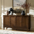HULALA HOME Sideboard Buffet Cabinet with Storage, 58" Kitchen Farmhouse Wood Credenza Storage Cabinet with 4 Doors & 2 Shelves, Accent Console Table with Solid Wood Legs & Adjustable Shelves, Walnut