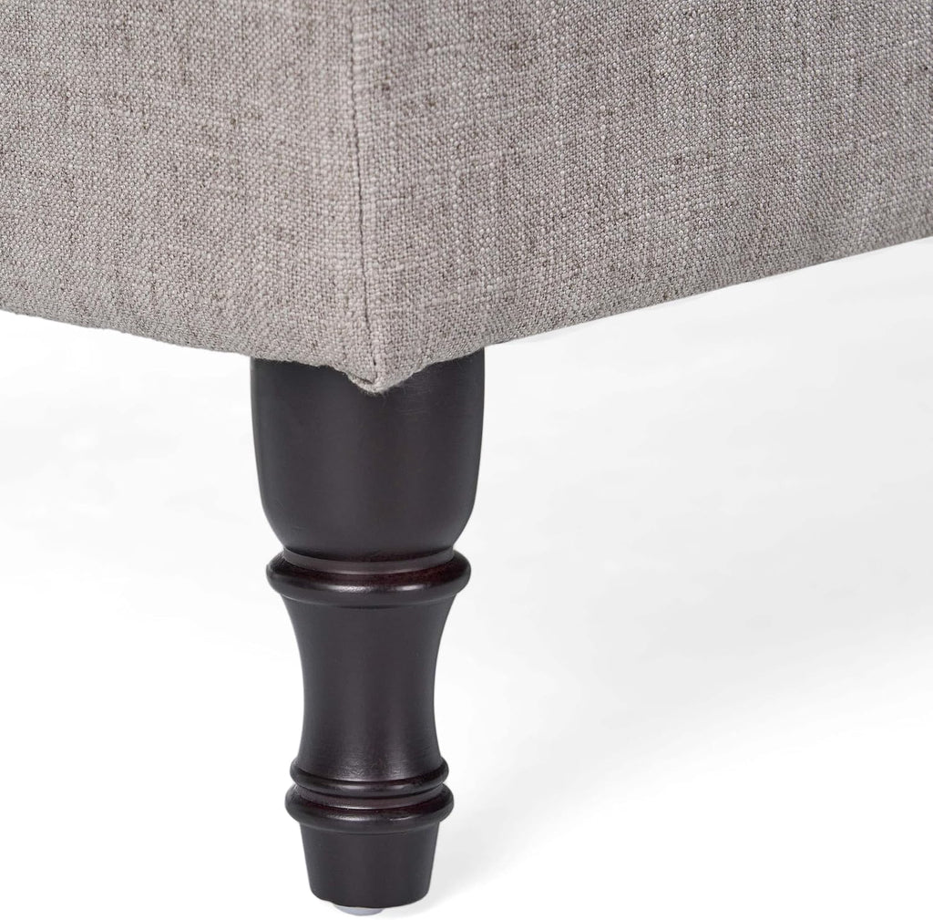 Storage Ottoman Bench, 40 Inch Tufted Ottoman with Storage Compartment and Solid Wood Legs, Multi-Purpose Foot of Bed Bench for Living Room, Bedroom, Entryway, Linen Fabric (Grey)