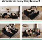Novilla L-Shape Sectional Couches for Living Room with Smarts Coil® Support, 3 Seater Sectional Sofas for Living Room Bedroom, Corduroy Cloud Couch Sectional, No Assembly(Black, Right Hand Facing)