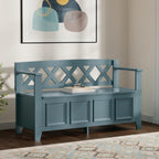 SIMPLIHOME Amherst Entryway Storage Bench - 48 inch Wide Solid Wood Hallway Seat in French Blue, Transitional Bench for Entryway or Living Room with Lift-Up Lid and Spacious Storage