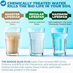 Boogie Blue Plus Garden Hose Water Filter for RV and Outdoor use - Removes Chlorine, Chloramines, VOCs, Pesticides/Herbicides Boogie Blue Plus High Capacity Filter - The Organic Gardener's Choice