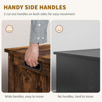 HOMCOM Storage Bench Cut-Out Handles 29.9" x 15.7" x 18.9" Rustic Brown | Storage Chest, 2 Safety Hinges, Modern Wooden Trunk, Living Room, Entryway