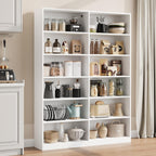 FACBOTALL Bookshelf Tall Bookcase, 6-Tier Double Wide Bookshelves, White