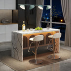 59IN Large Imitation Marble Dining Table, Suitable for 4-6 People, Modern Kitchen Island with LED Lights, Marble Stripes, Easy to Clean, Suitable for Kitchens, Dining Rooms, and Living Rooms