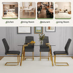 NicBex Dining Room Table Modern 51" Rectangular Dining Table for 6 with Tempered Glass Tabletop and Metal Legs for Kitchen, Dining Room, Restaurants, Golden
