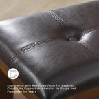 Signature Design by Ashley Ralene Tufted Upholstered Dining Room Bench, Medium Brown | Plush wipe-clean faux leather cushion, Frame of veneers, wood and engineered wood, Versatile 2-person entryway seating